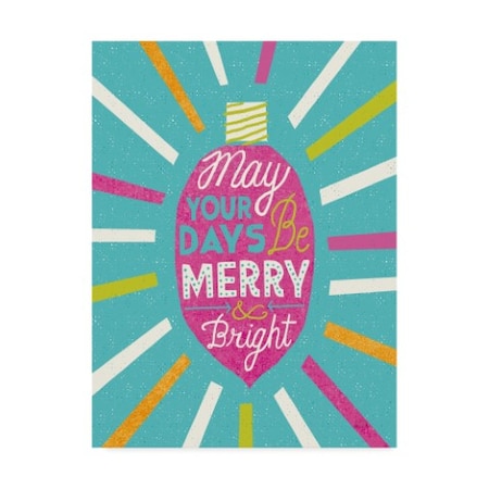 Michael Mullan 'Festive Holiday Light Bulb Merry And Bright V2' Canvas Art,18x24